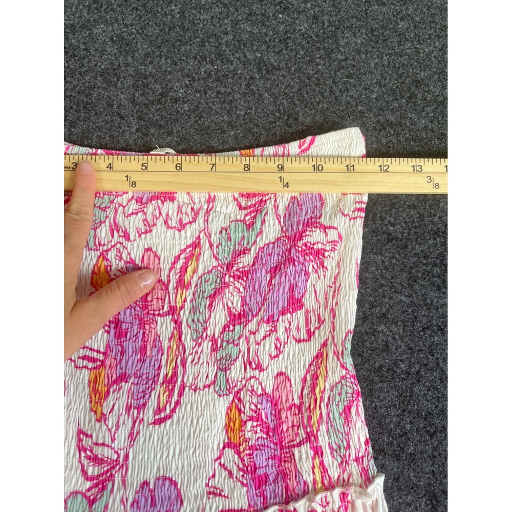 Abel The Label Pink Floral Smocked Strapless Maxi Dress Small Boho Resort Wear - Picture 7 of 8